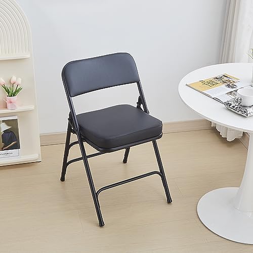 KAIHAOWIN 2 Pack Folding Chairs with Ultra Thick Padded Seat Foldable Chair Indoor Comfortable Metal Chairs with Soft Cushion-Black - Image 3