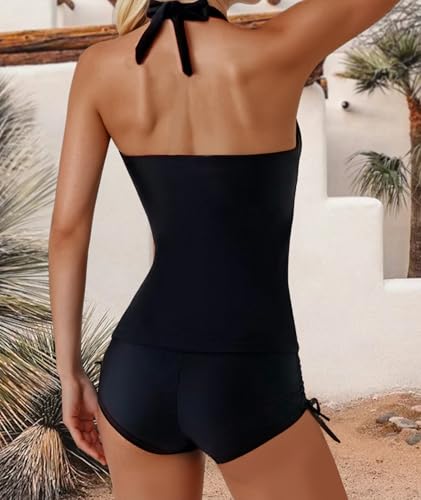 Tankini Swimsuits for Women Tummy Control Two Piece Bathing Suits Adjustable Drawstring Shorts Crisscross Swimsuit2