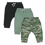 AIUI-HARNSBORN Baby 3 Pack Flexy Pants and Leggings, Infant Boys' Girls' Tapered Ankle Jogger Pants(0-3 Months, Camo)