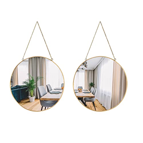 Tlbtek 2 Pcs Round Mirror Wall Decor, Gold Wall Mounted Mirrors Decorative For Living Room,Bathroom,Bedroom,Farmhouse,Entryway,Dining Room #TOP3
