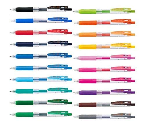 Zebra Sarasa Lot de 20 stylos à encre gel à pointe extra fine Assortiment de couleurs 0,3 mm