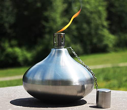 Seraphic Citronella Torch Candles for Outdoor Patio and Deck - 30oz Large Table Top Stainless Steel Metal Oil Burner Torches for Outside, Stainless Steel - Thumbnail 3
