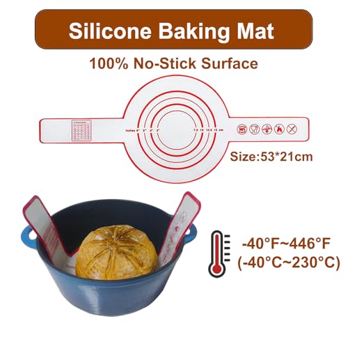Sourdough Starter Kit,Sourdough Bread Baking Supplies Include 24OZ Sourdough Starter Jar,9" Round&10" Oval Sourdough Bread Proofing Baskets With Linen Liner,Silicone Baking Mat,Bread Making Kit — view 5