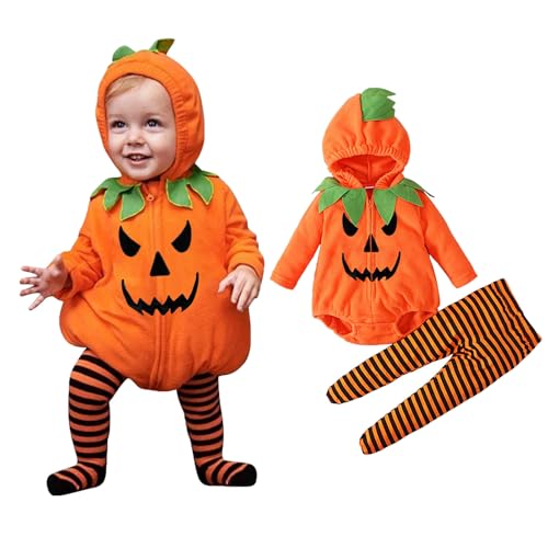 Disfraz Calabaza Bebe Disfraz de Halloween Bebe Disfraz Halloween Bebe Niña Niño Recien Nacido Traje de Halloween para Niña Infantil Calabazas Halloween Conjunto de Vestido de Calabaza Cosplay