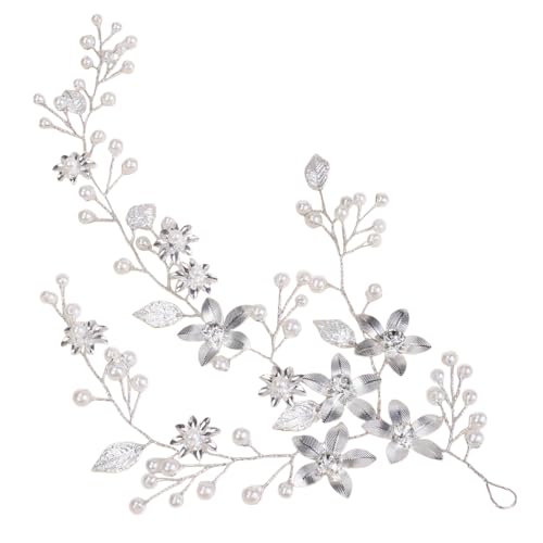 [JASDESIGN] ヘアアクセサリー 結婚式 髪飾り ウェディング ヘッドドレス シルバー パール バック カチューシャ お呼ばれ リーフ 花 ブライダル アクセサリー ヘアアクセ 披露宴 パーティー 和装 洋装 着物 留袖 卒業式 成人式 髪留め JM-284 (シルバー)の商品画像（Amazon）