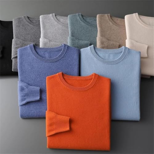 Men’S Oversized Wool Sweater O-Neck Loose Knit Pullover Long Sleeve Soft Warm Winter Jumpers Blue2