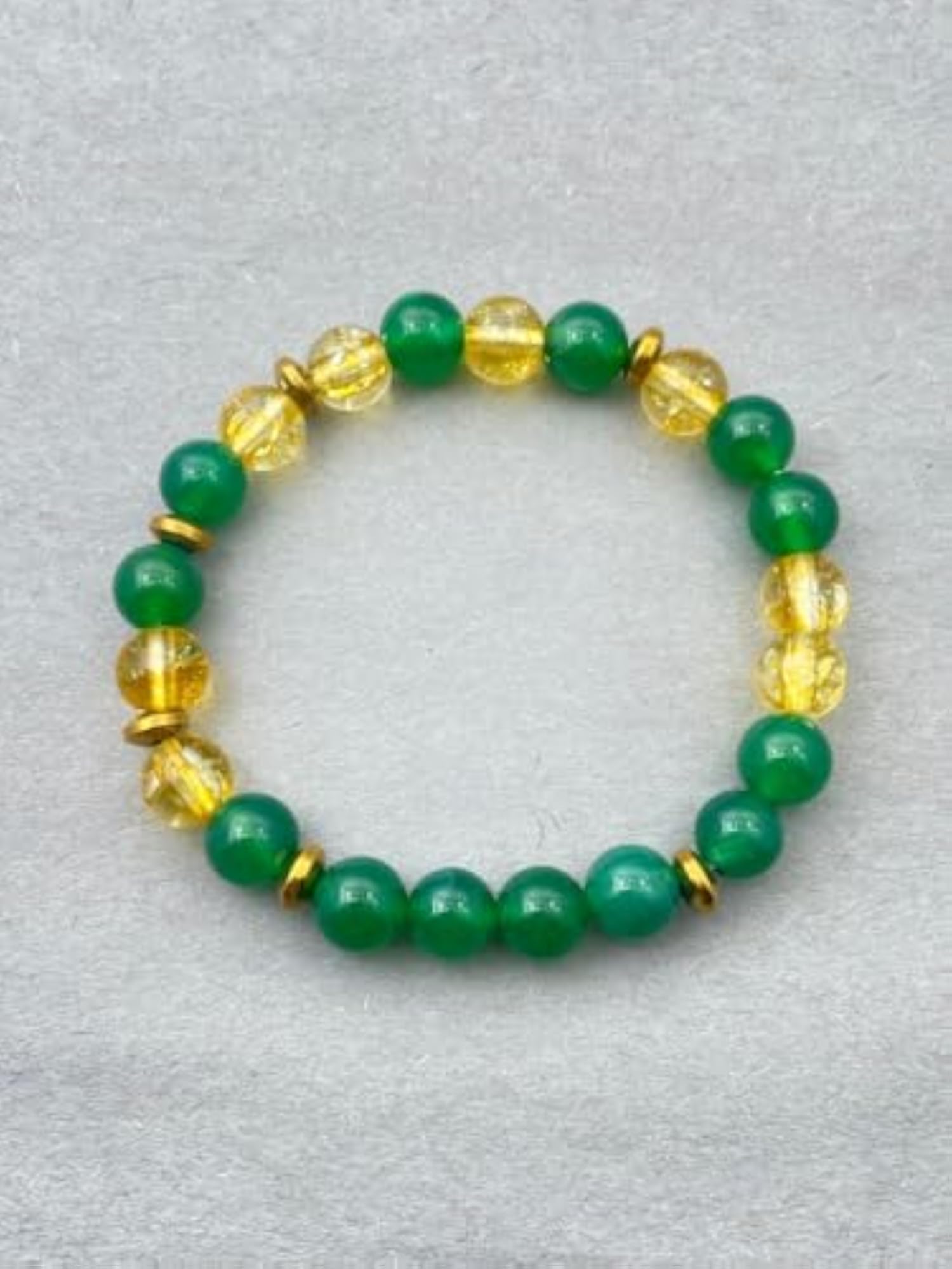 Natural Citrine & Green Onyx 8mm Round Beads Stretchable Bracelet, Unisex