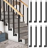 34/36/38/40/42in Side Mount Stair Railing Posts, Indoor Outdoor 270°Adjustable Metal Baluster Post, Staircase Balusters with Screws Kit for Deck, Balcony and Porch