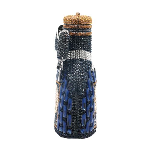 Image of UMREN Women Champagne Bottle Rhinestone Evening Bag Sweet Bow Diamond Clutch Purse Crystal Handbag for Party Cocktail