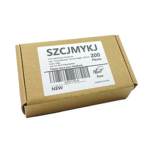 Image of 200Pcs Shrink Bands for 50ml Bottles, 61x103mm Clear Perforated Shrink Wrap Bottle (for 50ml Glass Bottle) (Pack of 2)