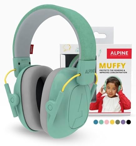 Alpine Muffy Gehörschutz für Kinder, Lärmschutz Kopfhörer, 26 dB – Mint | Komfortabler Ohrenschützer für Kinder bis 16 Jahre. Bequemer Sitz, verstellbares Kopfband, hochwertige Mat