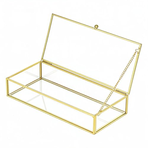 Portagioie vintage in vetro, Scatola di Vetro Vintage Dorata, Portagioie