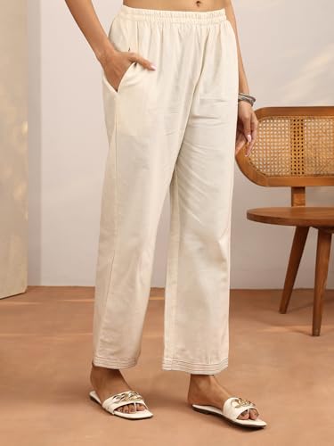 Image of Libas Embroidered Cotton Blend Straight Kurta Set for Women | ethnic wear | bridal suit | wedding dress | occasion wear