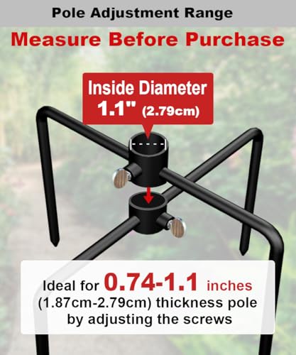 Image of Garbuildman Pole Stabilizer Stand Base with 4 Prongs for Outdoor Bird Feeder Pole, In-Ground Support Applies to 0.74 inch to 1.1 inch Shepherds Hook, Black, 1 Pack, Measure Before Purchase