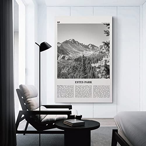 Estes Park Print Black And White, Estes Park Wall Art, Estes Park Poster, Estes Park Photo, Estes Pa Poster Decorative Painting Canvas Wall Art Living Room Posters Bedroom Painting 12x18inch(30x45cm)