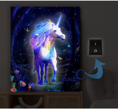 Dohwa blingco LED Lighted up Unicorn Canvas Wall...