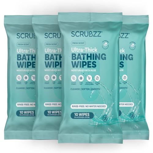 Extra Large Bath Wipes for Adults No Rinse - 40