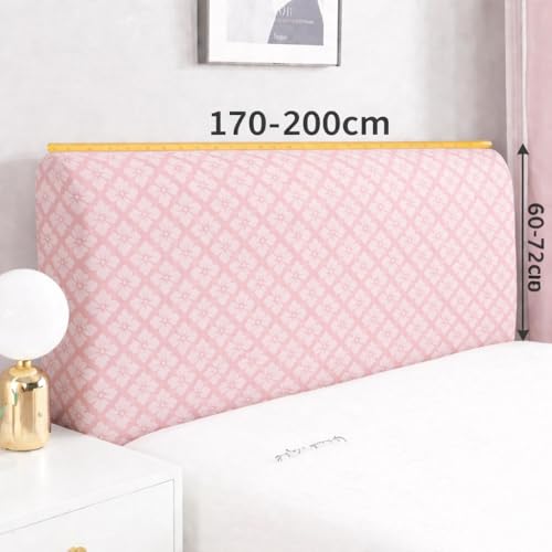 Image of HOMETHREADS 200 GSM Stretchable Jacquard Headboard Cover | Soft, Dust-Proof & Wrinkle-Resistant Bed Back Protector | Fits Leather, Wooden & Fabric Bedsides | for 6ft to 6.5ft Beds (Pink, 178x65Cm)