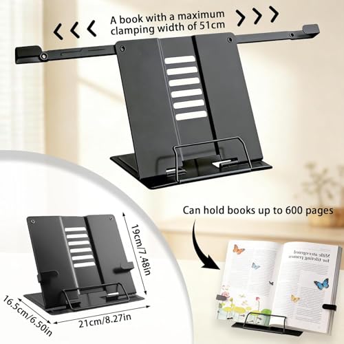 Image of DOCAT Book Stand for Reading, Writing, Painting and Used As Laptop Stand for Desk, Adjustable Book Holder, Compatible with Cookbooks, Textbooks, Tablets and Laptops (Black)