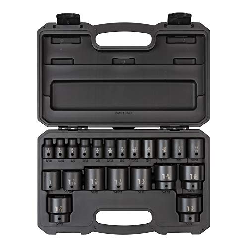 Image of TEKTON 1 /2 Inch Drive Impact Socket Set, 21-Piece | SID92302 | (5 /16 - 1-1 /2 in.), Shallow, 6-Point, Case