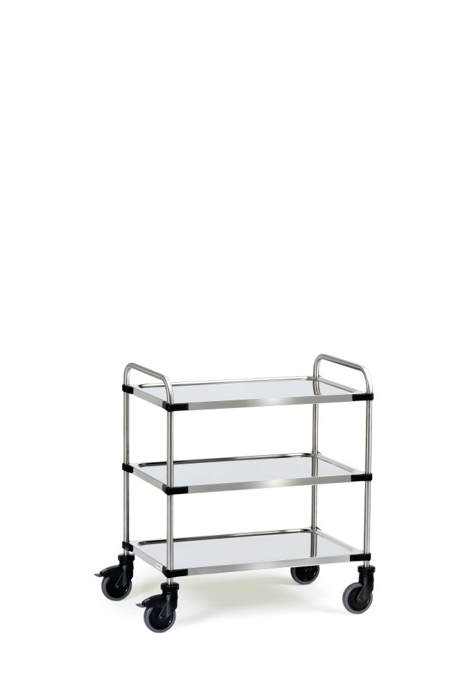 fetra Edelstahl-Servierwagen, 3 Etagen, (B)800 x (T)500 mm, 6-eckig, Grün