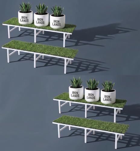 Image of IRON LANDS Metal Pot Stand with Green Grass Mat 72x22x20 Cm | Rust-Proof Matte Powder-Coated for Big Size Plants | Supports Up to 300 Kg| Ideal for Garden Balcony, Outdoor and Indoor Plant Display