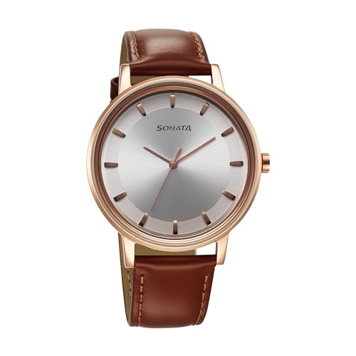 Sonata Utsav Quartz Analog Silver Dial Leather Strap Watch for Men-7131WL06 (B0CY5HD3GM) Amazon Price History, Amazon Price Tracker