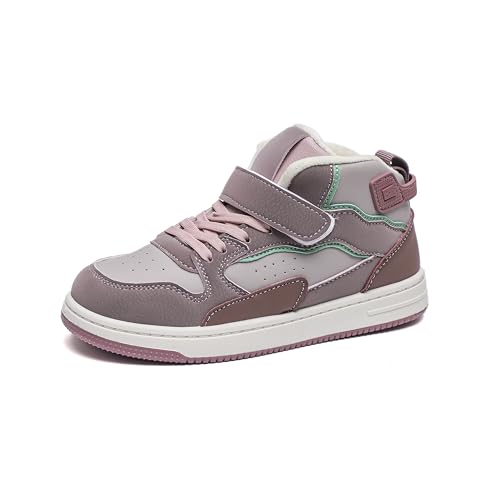 High-Top Fashion Sneakers, Gray and Pink Athletic Shoes with Mint Accents, Cushioned Comfort3