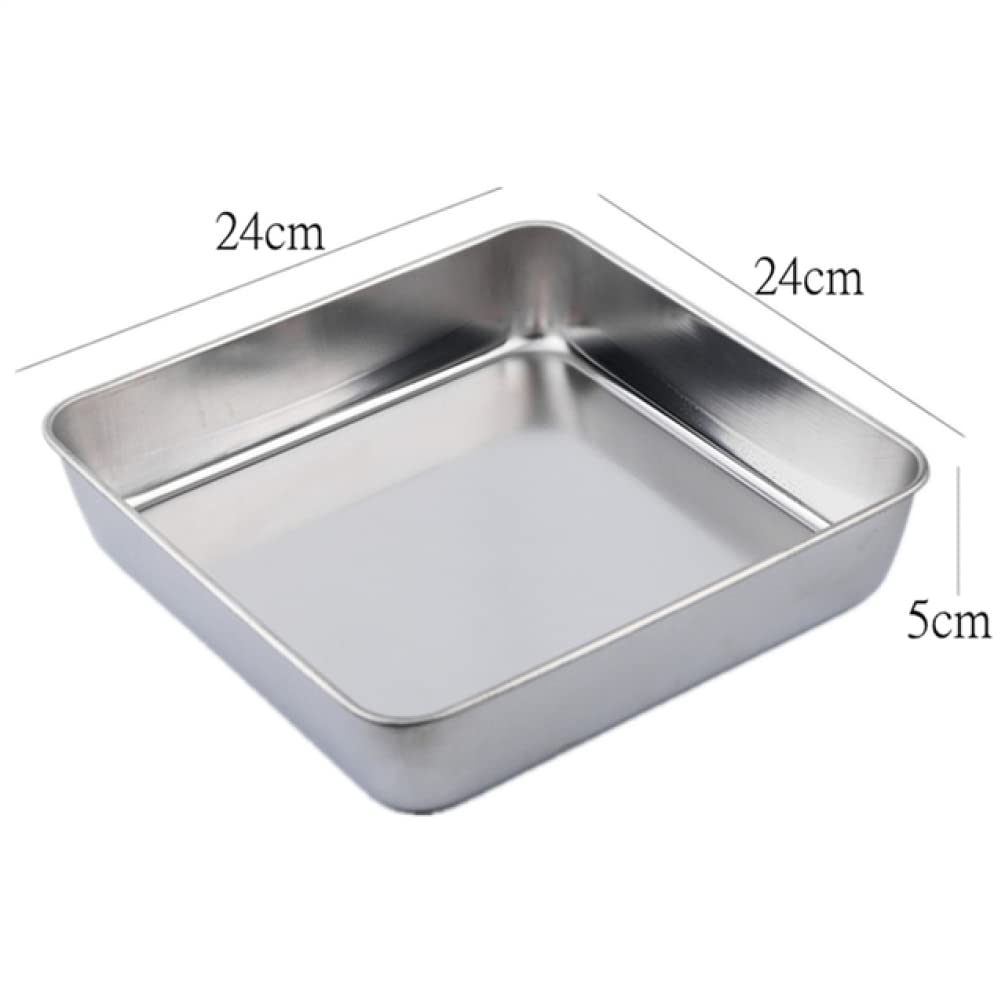 Stainless Steel Square Bakeware Nonstick Pan Baking Tray with Grid Fruit Cookie Bakeware(24X24X5Cm)