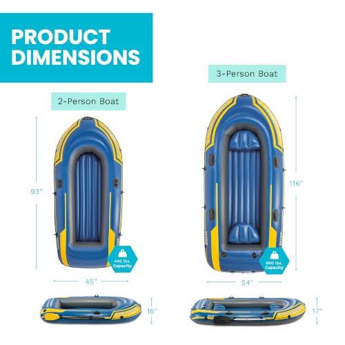 INTEX 68370EP Challenger 3 Inflatable Boat Set: Includes Deluxe 48in Boat Oars and High-Output Pump – Triple Air Chambers – Welded Oar Locks – 3 Person – 660lb Weight Capacity - Image 4