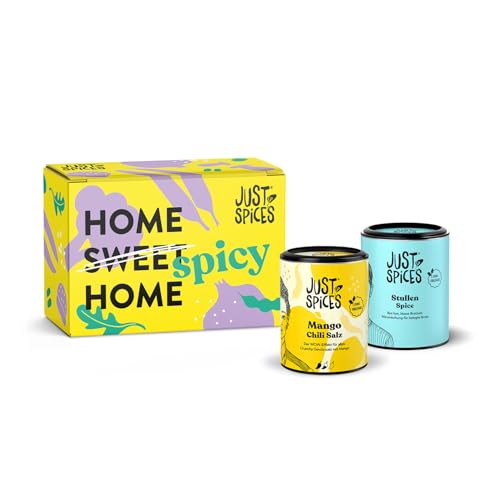 Just Spices Einzug Geschenkbox I Geschenkset mit 2 Gewürzdosen I Statt Salz & Brot I Geschenk für Einweihung, Richtfest und Umzug