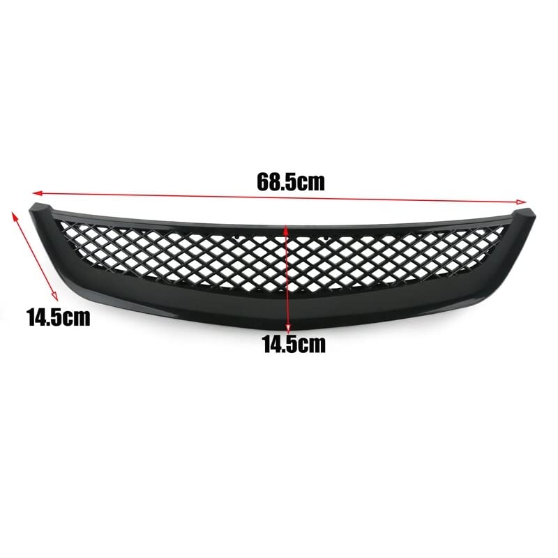 Grille de calandre avant en ABS noir brillant pour Civic JDM Type R 01-03 - 2