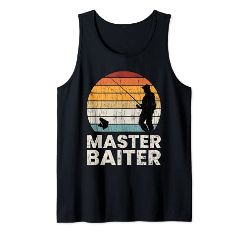 Hombre Master Baiter Funny Fishing Fishermen Fish Graphic Camiseta sin Mangas