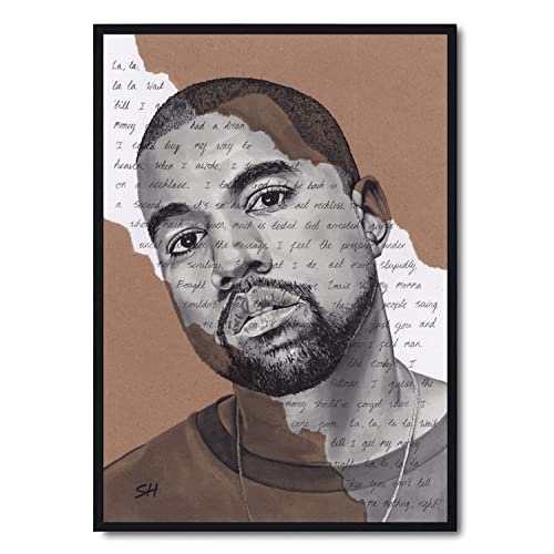 Art print Giclée Kanye West : tirage d'art numéroté de haute qualité format A3 avec écriture manuscrite