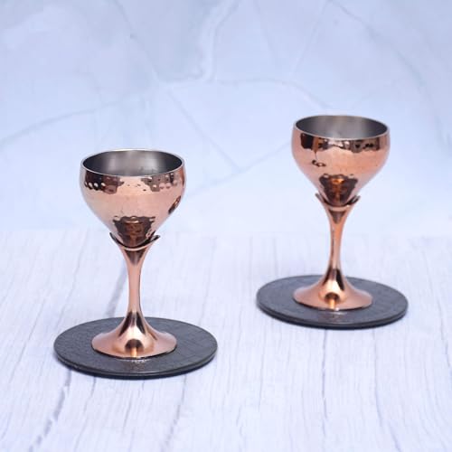 Set de 2 vasos redondos de cobre para tequila 5.75 x 5.75 x 10.5 cm