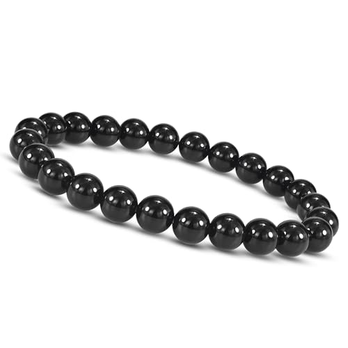 Unique Gems Bracelet Chakra pour homme en onyx noir 8 mm en perles de pierre naturelle fait main pour femmes, hommes et enfants – Fabriqué en Allemagne