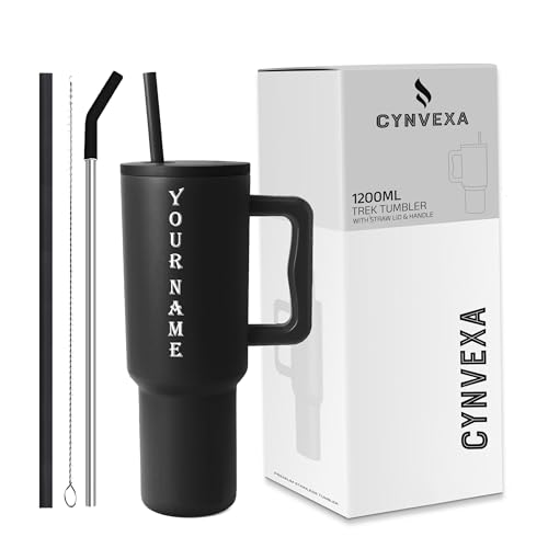 Image of Tumbler with lid and Straw 1200ML Cup Stainless Steel Vacuum Insulated Tumbler for Water, Iced Tea or Coffee 1.2L Office Gym Travelling (Black Custome)
