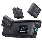 llano AC3 30W Schnellladegerät mit 3er-Pack 1950mAh Ace Pro 2 Akkus für Insta360 Ace Pro 2/AcePro/Ace Action-Kamera, Dreifach-Slot PD-Aufladung, LED-Anzeige, tragbare Aufbewahrung