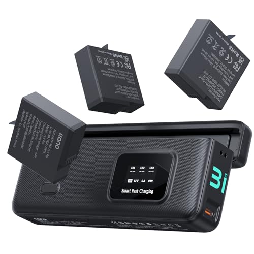 llano AC3 30W Fast Camera Battery Charger Hub with 3 Pack 1750mAh Replacement Ace Pro 2 Batteries for Insta360 Ace Pro 2/AcePro/Ace Action Camera Triple Slot PD Charging LED Display