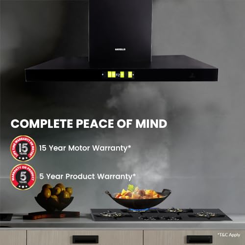 Image of Havells Mirak BLDC 60cm T Shape Glass Chimney|Powerful 1600 m /hr Suction|Filterless Tech|Gesture & Touch Control|Auto Heat Clean|15 Yr Motor & 5 Yr Product Warranty by Havells|Free Installation Kit