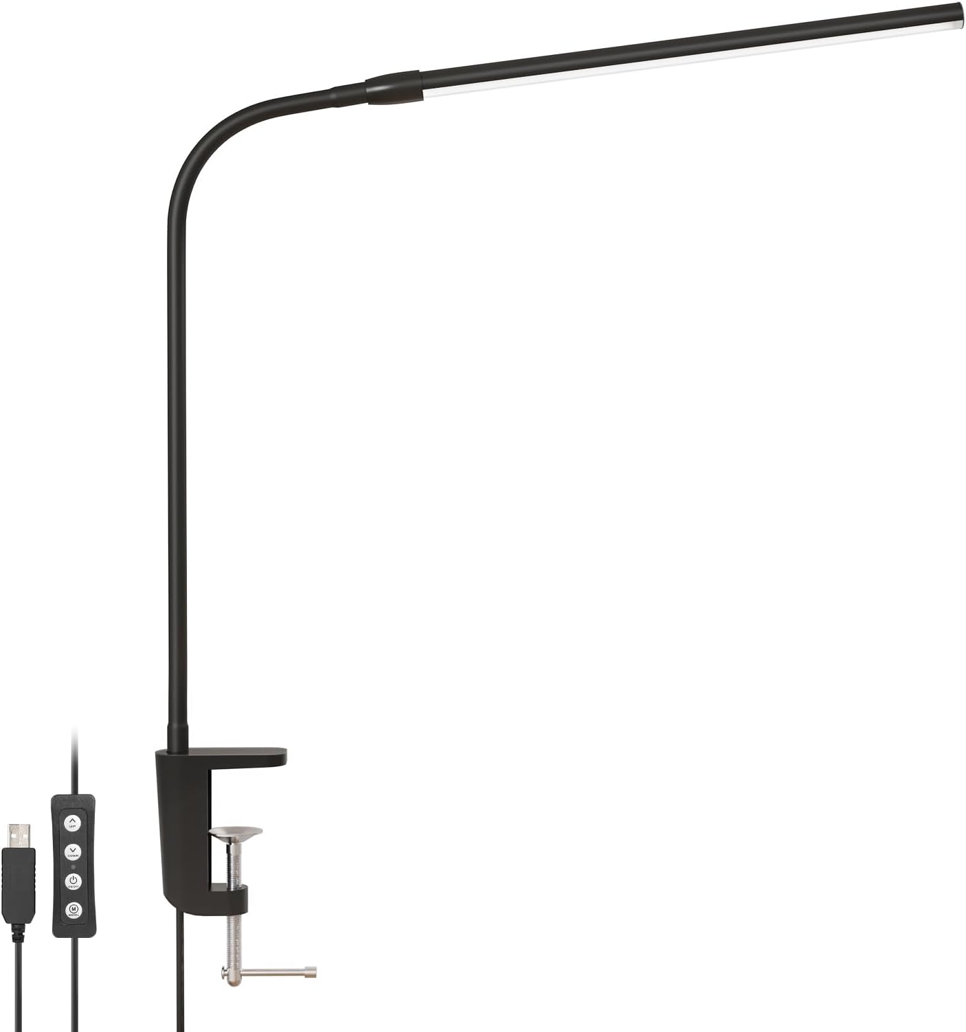 Lepro Clamp Light Desk Light Clamp LED Eye-Friendly Electric Stand Stand Light [Incandescent color, White color, Daylight color/10-level brightness/5W Energy Saving/Bright/Ra80 Color Rendering/360°