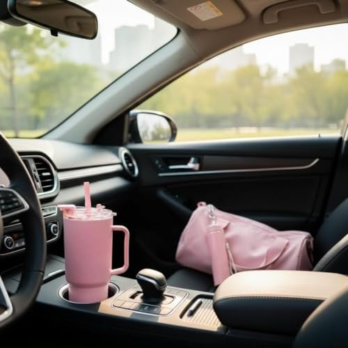 Image of Large Handle Water Bottle with Straw for Desk, Office, Travel - 1200 /900 /300 ML Gradient & Matte Hydration Bottle Set (plan pink)