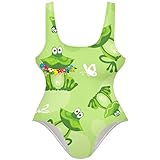 Water Lily Funny Frog Women's One Piece Swimsuit Bikini U Back Swimsuits