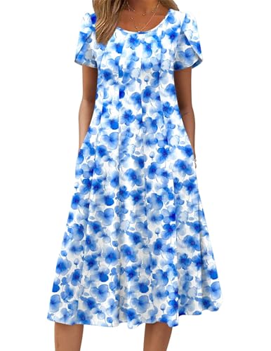 Image of ZEAGOO Womens Casual Dresses for Summer Short Sleeve Flare Midi Dress Loose Flowy Beach Sundress