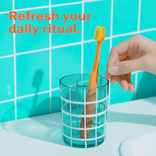 Image of Max Extra Soft Toothbrush for Adults with Sensitive Gums, Soft Bristle Toothbrushes, Wide Head for Back Teeth, Ergonomic Non-Slip Grip, BPA Free, Individually Wrapped, 4 Pack, Sunset Orange