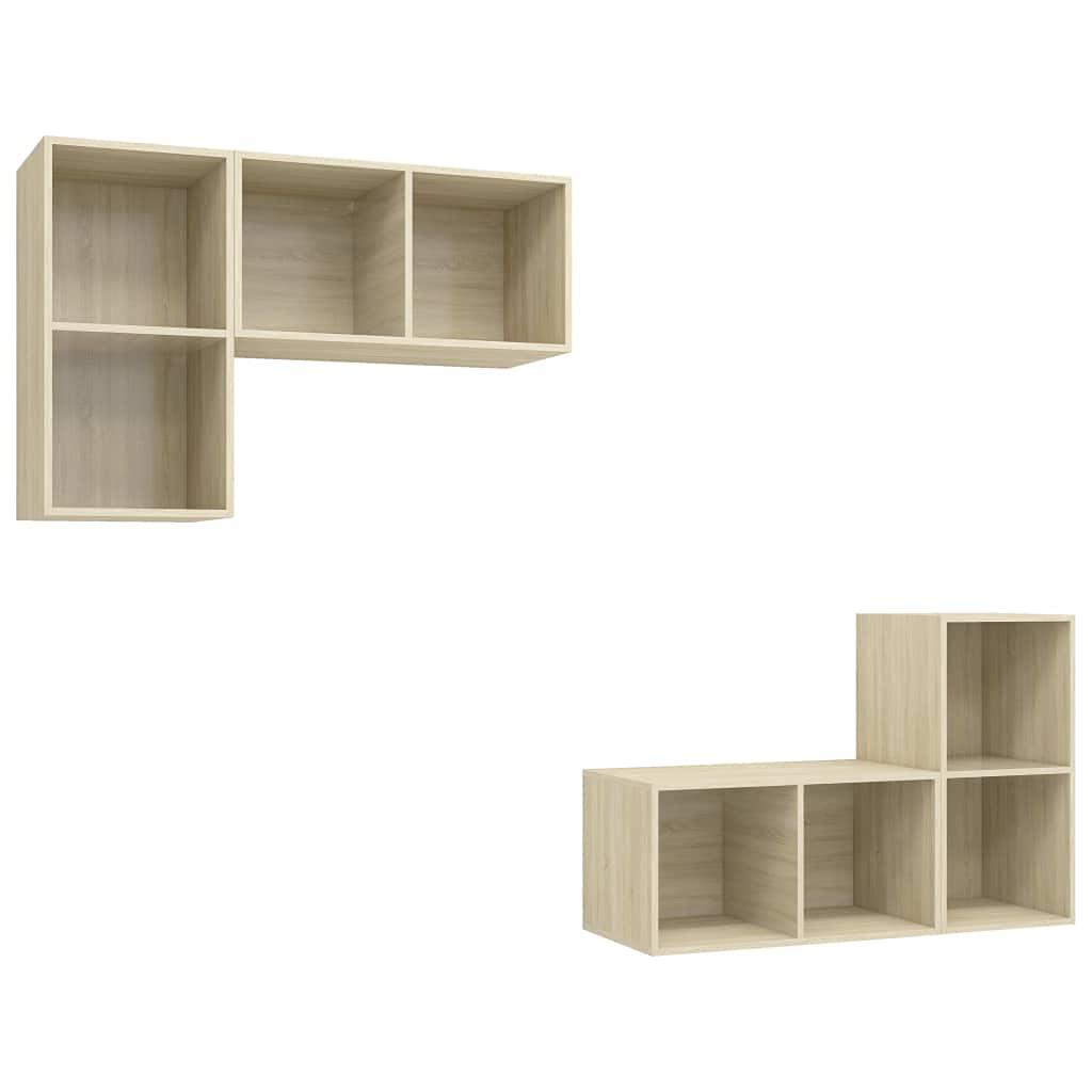 Juego de 4 tablas de pared para TV, madera de roble Sonoma, 37 x 37 x 72 cm, diseño moderno, con mucho espacio para salón, dormitorio, pasillo