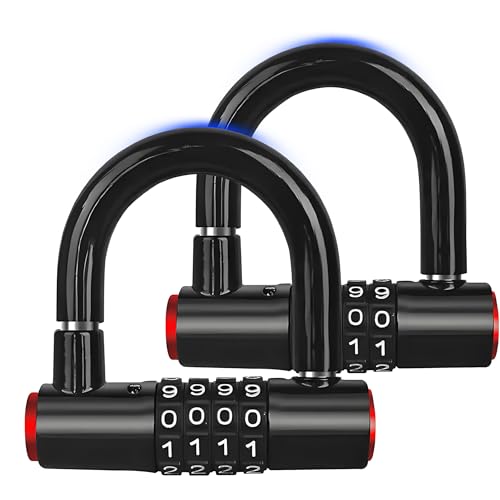 Combination Security Bike Lock, Heavy Duty Anti-Theft 4 Digital Combination U-Lock, for Road Bike, Electric Bike, Mountain Bike, Folding Bike