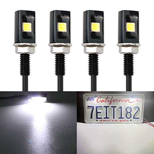 LivTee Super Bright 12V Waterproof Tag Screw Bolt License Plate LED Lights Holder