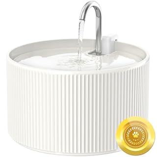 Fontana per gatti in ceramica, 2,2 l, fontana automatica per animali domestici, per gatti e cani di piccola taglia, ultra silenziosa, senza BPA, con filtro, facile da pulire