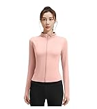 GRECERELLE Chaqueta de yoga para mujer con cuello alto, adelgazante, transpirable, perfecta para correr, fitness y yoga, cómoda, elegante, ideal para llevar en cualquier época del año, Cereza Rosa